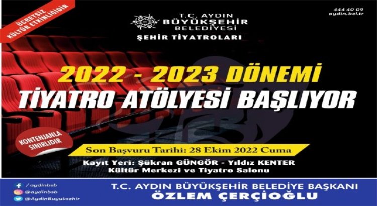 Aydın Büyükşehir Belediyesinin Tiyatro Atölyeleri başlıyor