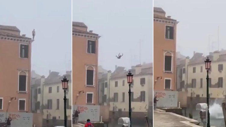 Venedik’te üç katlı binadan kanala atlayan kişiye aptallık sertifikası verilecek
