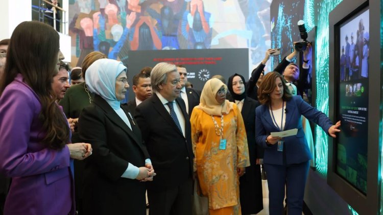 Emine Erdoğan ve Guterres, BM’de depremler için kurulan Anma Köşesini ziyaret etti