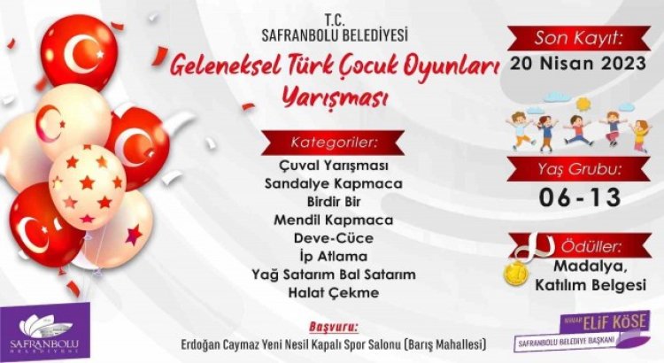 Safranboluda Geleneksel Türk Çocuk Oyunları yarışması yapılacak