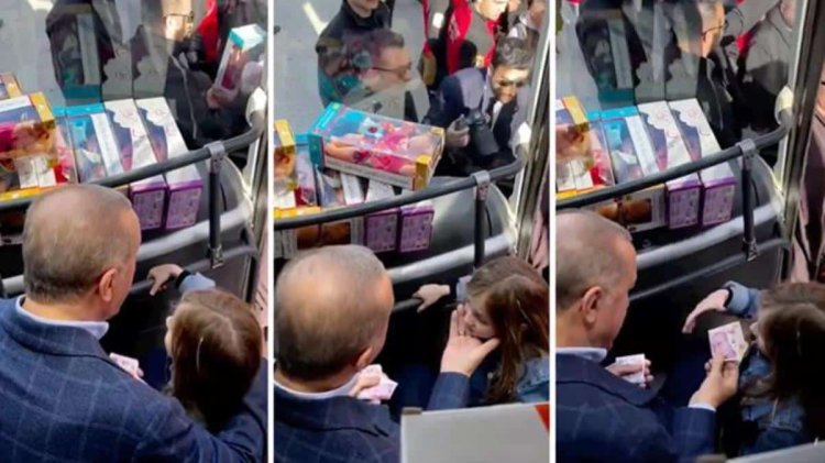 Cumhurbaşkanı Erdoğan’ın bayram harçlığı verdiği küçük kızın sözleri gündem oldu: Onlar seccadeye basıyorlar