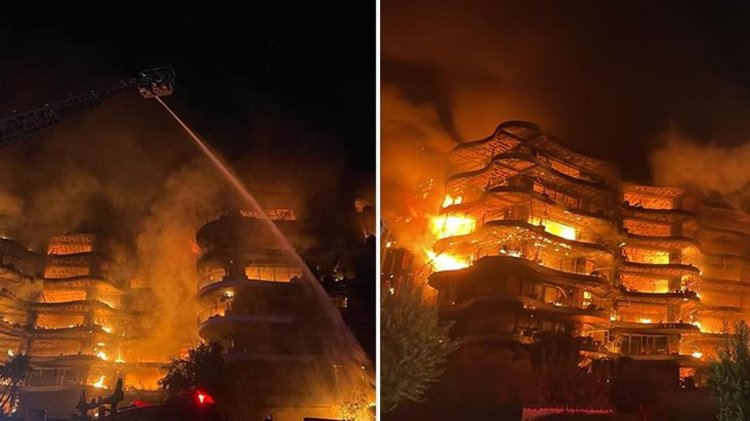 İzmir’in lüks sitesindeki yangından gelen ilk görüntüler çok vahim!