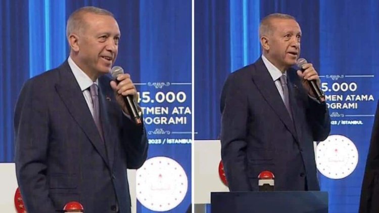 Seçim töreni olduğu bir zaman!  Cumhurbaşkanı Erdoğan, balkondan seslenenleri duyunca şaka yaptı.