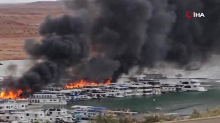 ABD’de marinadaki tekneler alev alev yandı